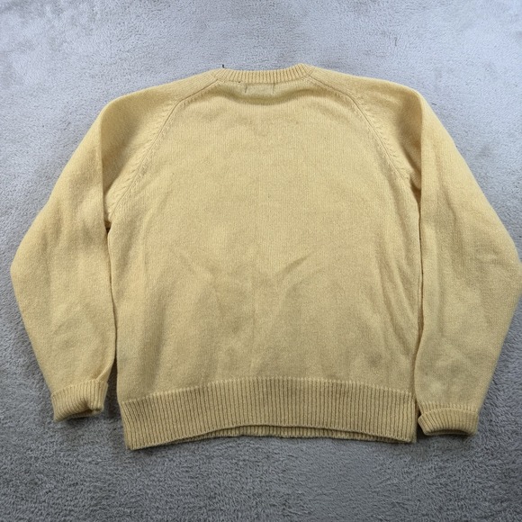 Eddie Bauer Sweater Mens XL Yellow 100% Shetland Wool Knit Crewneck Pullover - Picture 6 of 7